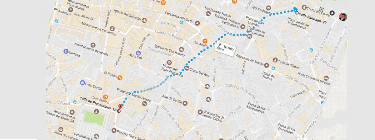 mapa con distancia hasta el centro