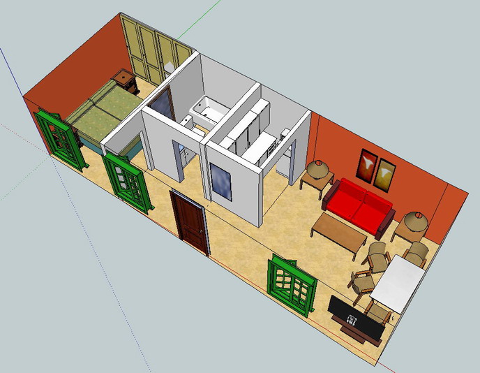 plano en 3D de la casa